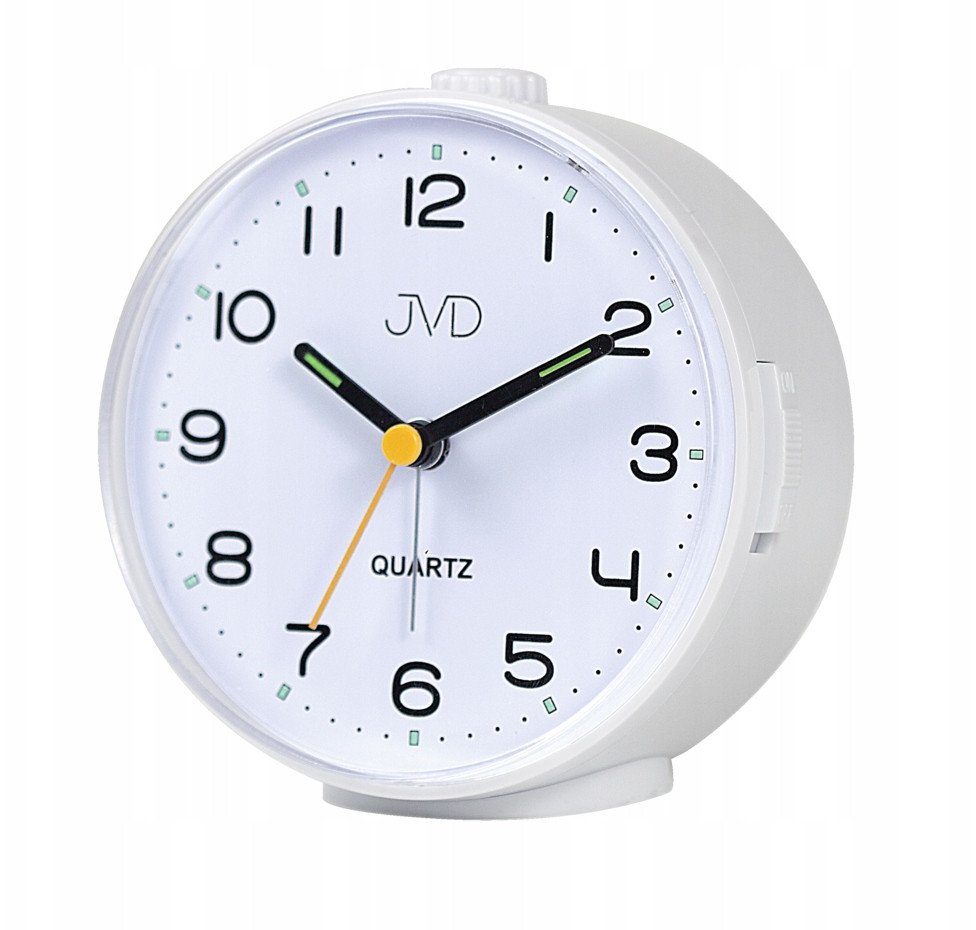 Budzik JVD SRP1050.2 11 cm płynący sekundnik drzemka podświetlenie .