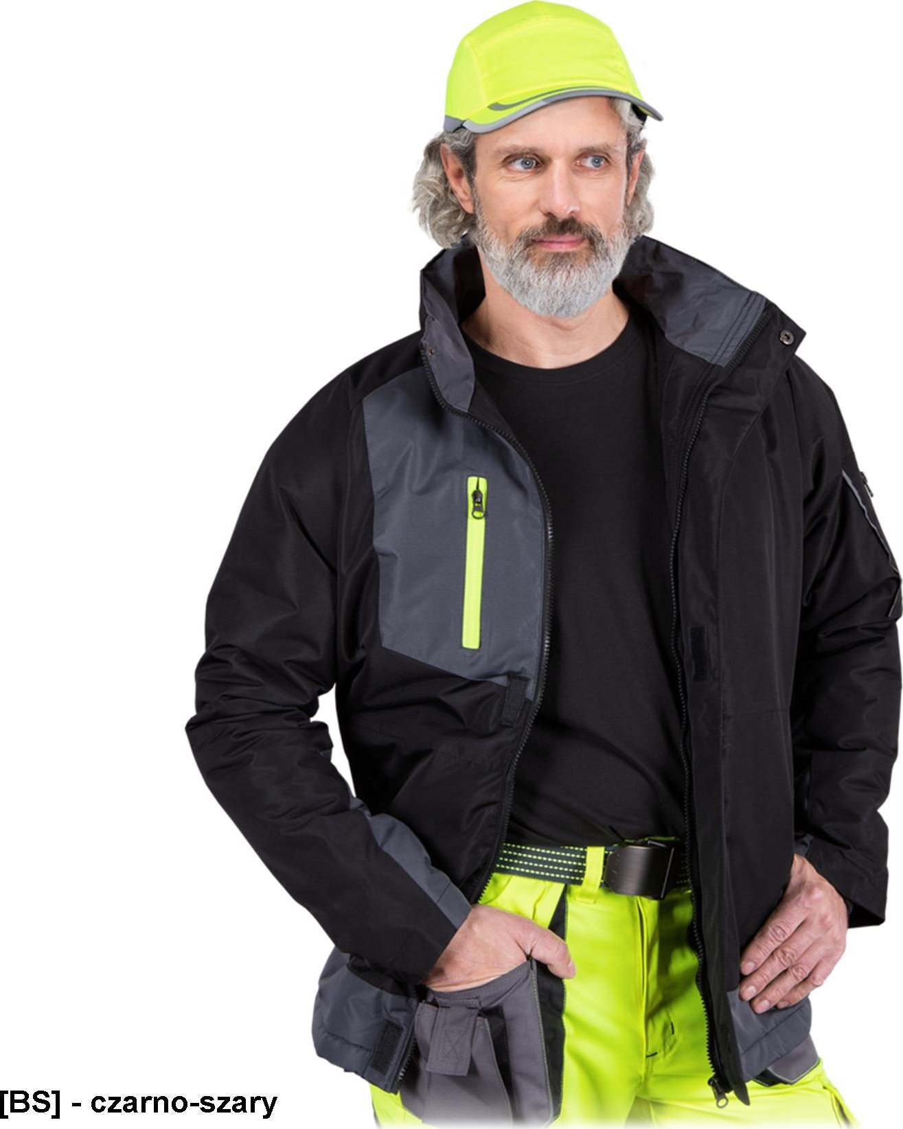 R.E.I.S. HYPER-J - Kurtka ocieplana polarem z kapturem chowanym w kołnierzu 3XL