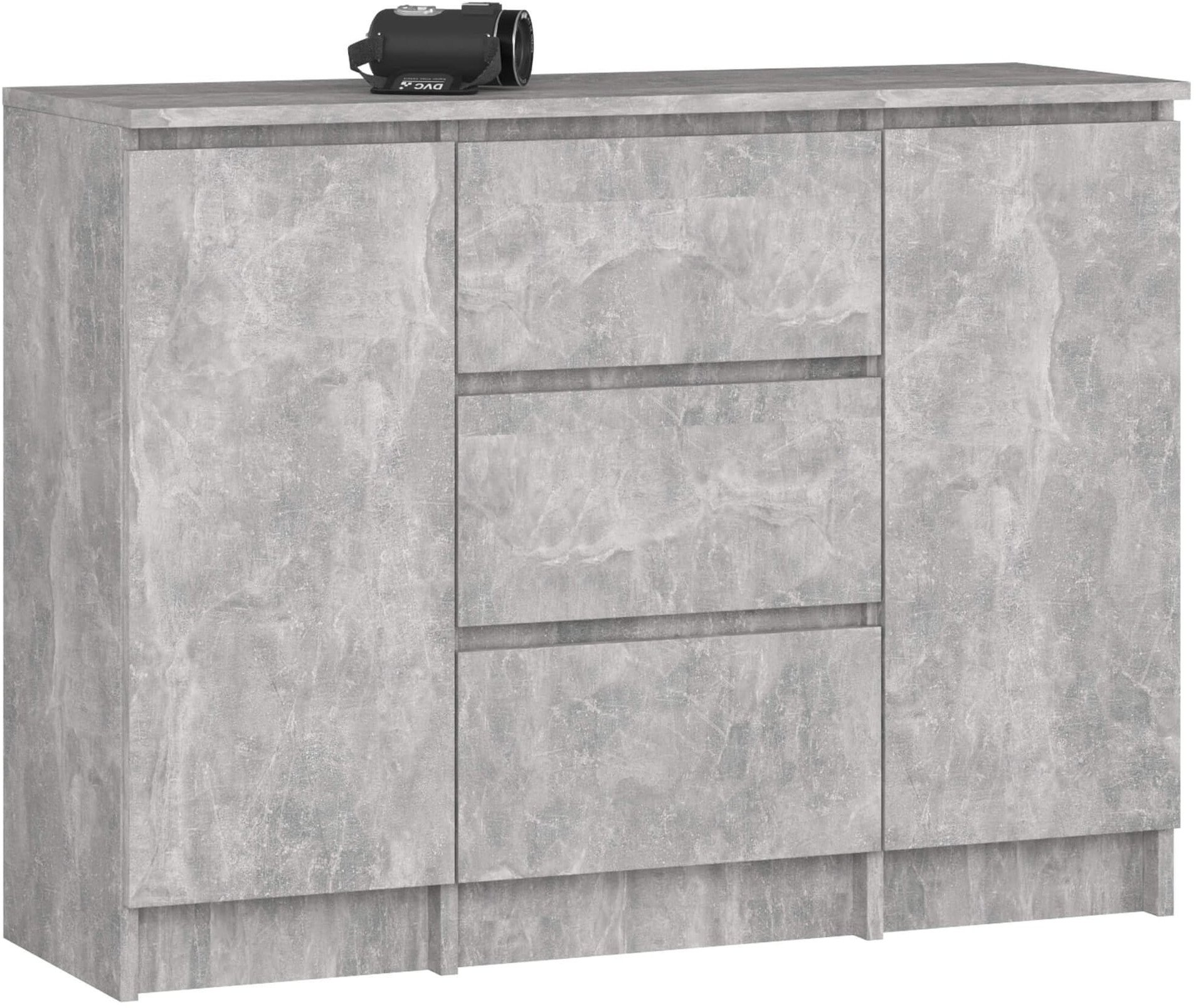 Komoda do salonu 101 cm 2 drzwi 3 szuflady 4 półki pojemna - beton