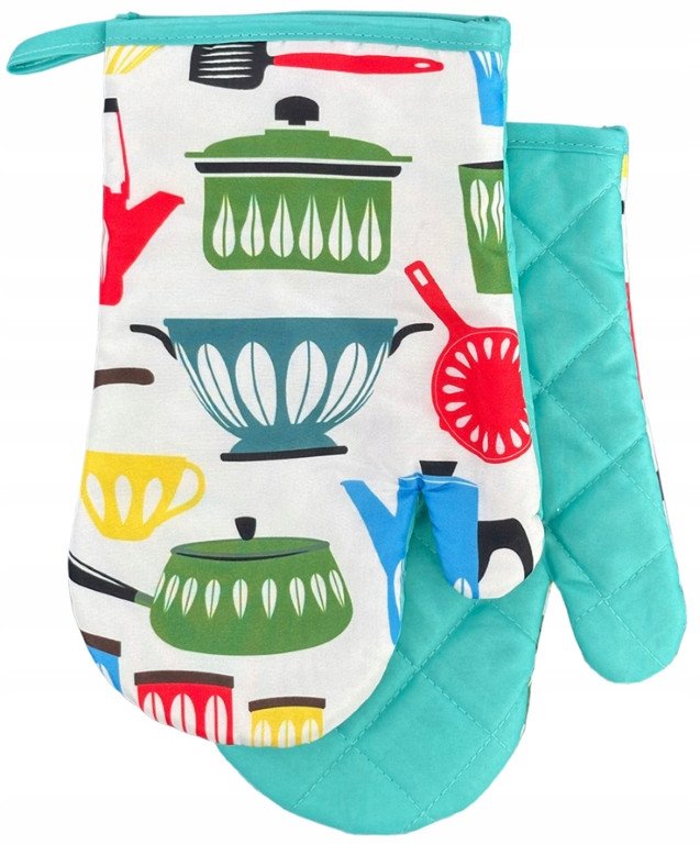 Rękawice kuchenne z magnesem 2 szt 18x27cm poliester, termoizolacyjne