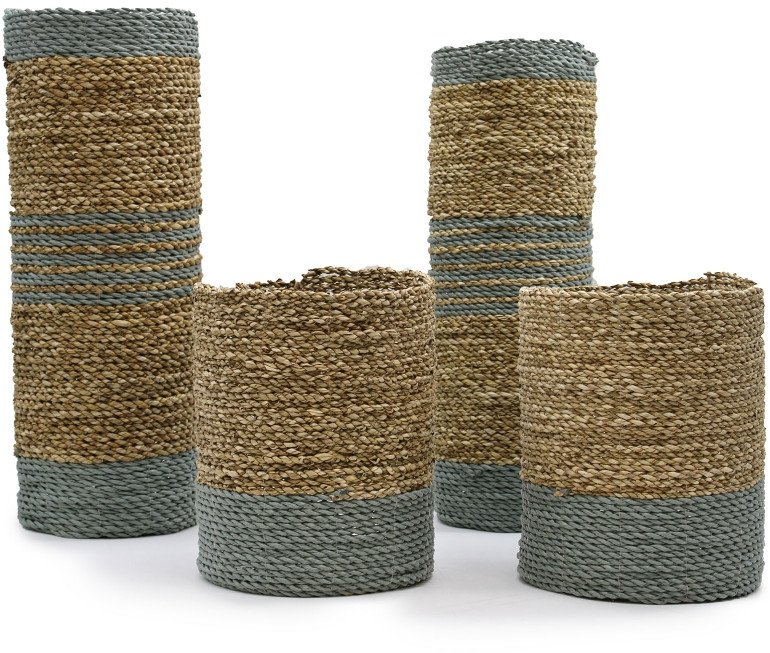 Zestawy Koszy i Wazonów - Szara Rafia