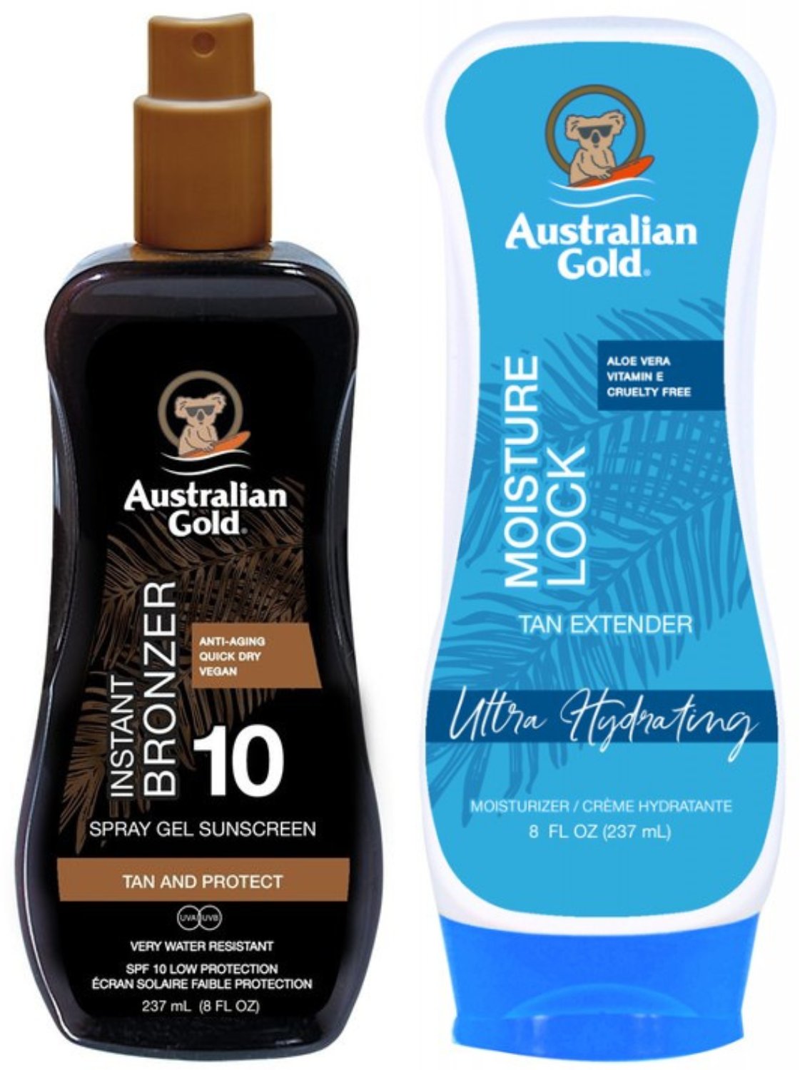 Australian Gold Żel W Sprayu Z Bronzerem SPF10 + Moisture Lock 237ml