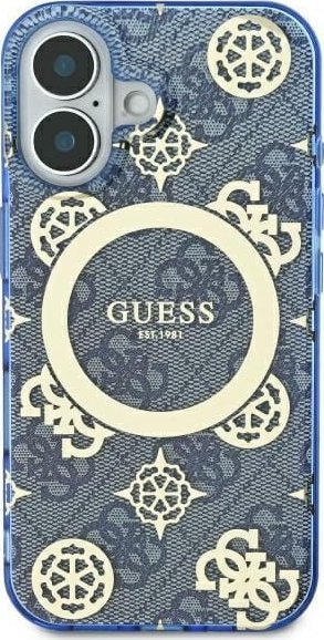 Guess GUHMP16LH4PYEEB iPhone 16 Pro 6.3" niebieski/blue hardcase IML Peony On 4G Background MagSafe