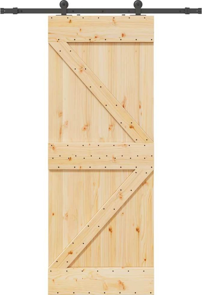 vidaXL vidaXL Drzwi przesuwne z osprzętem, 80x210 cm, lite drewno sosnowe