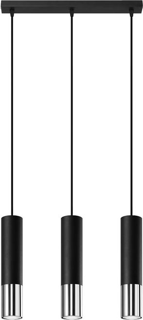 Lampa wisząca Lumes Czarno-chromowana potrójna lampa wisząca tuba - EXX246-Loper