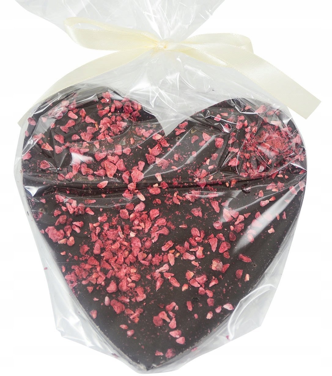 M.Pelczar Chocolatier Serce z gorzkiej czekolady dekorowane malinami 130g