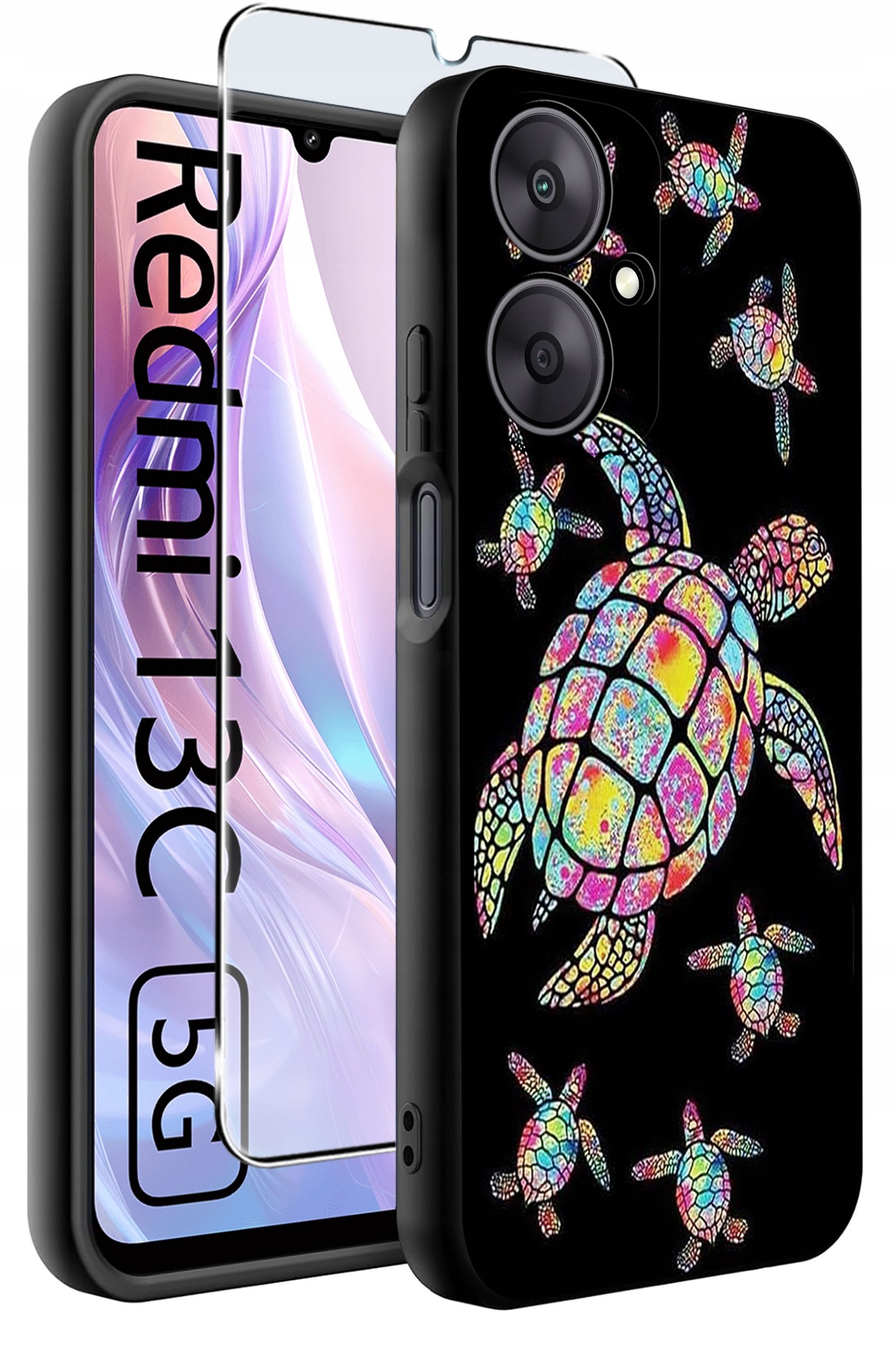 ETUI do Xiaomi Redmi 13C 5G WZORY |SILIKONOWE MATT CASE +SZKŁO HARTOWANE 9H