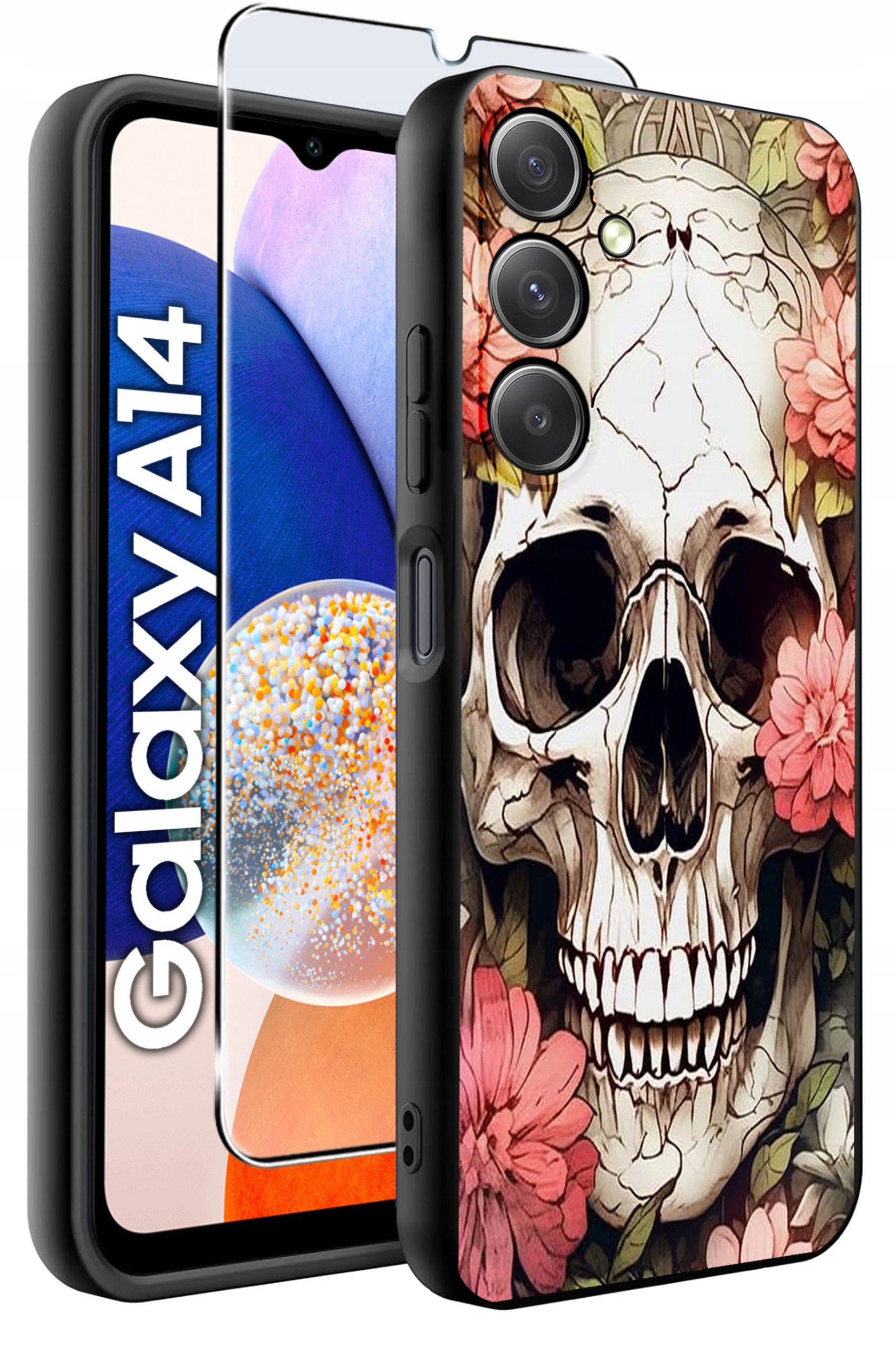 ETUI do Samsung A14 5G WZORY | SILIKONOWE MATT CASE + SZKŁO HARTOWANE 9H