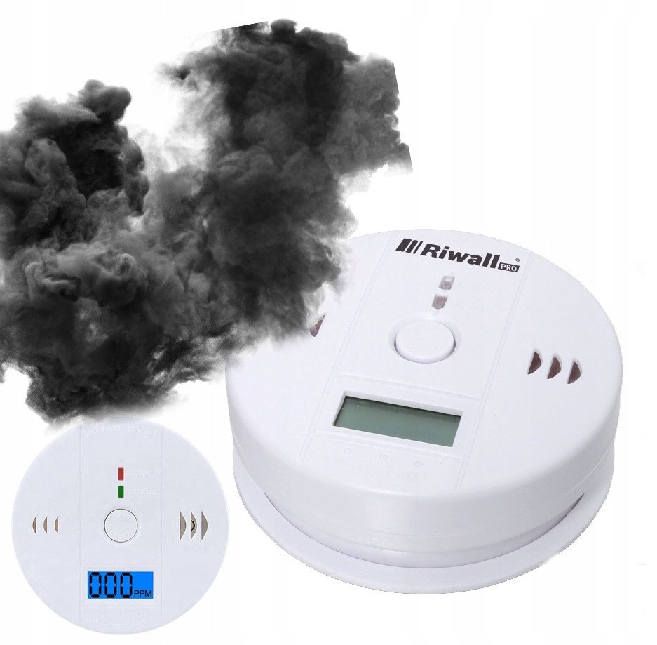 CZUJNIK CZUJKA CZADU TLENKU WĘGLA - CO- BEZPRZEWODOWY GŁOŚNY RIWALL RCC-01