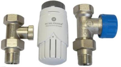 Schlosser Zestaw termostatyczny kątowy niklowany prosty (602200002)