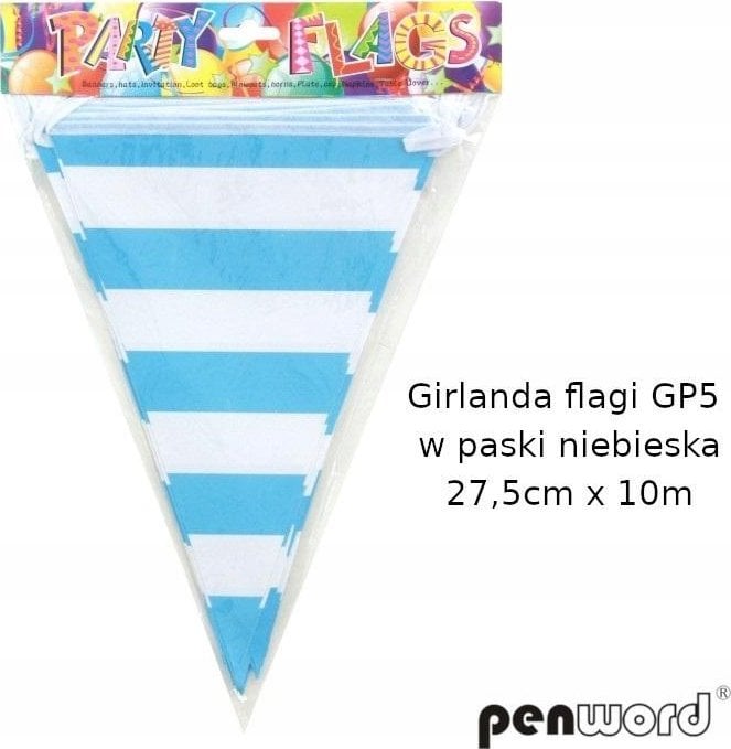 Girlanda flagi w paski niebieska 27.5cmx10m