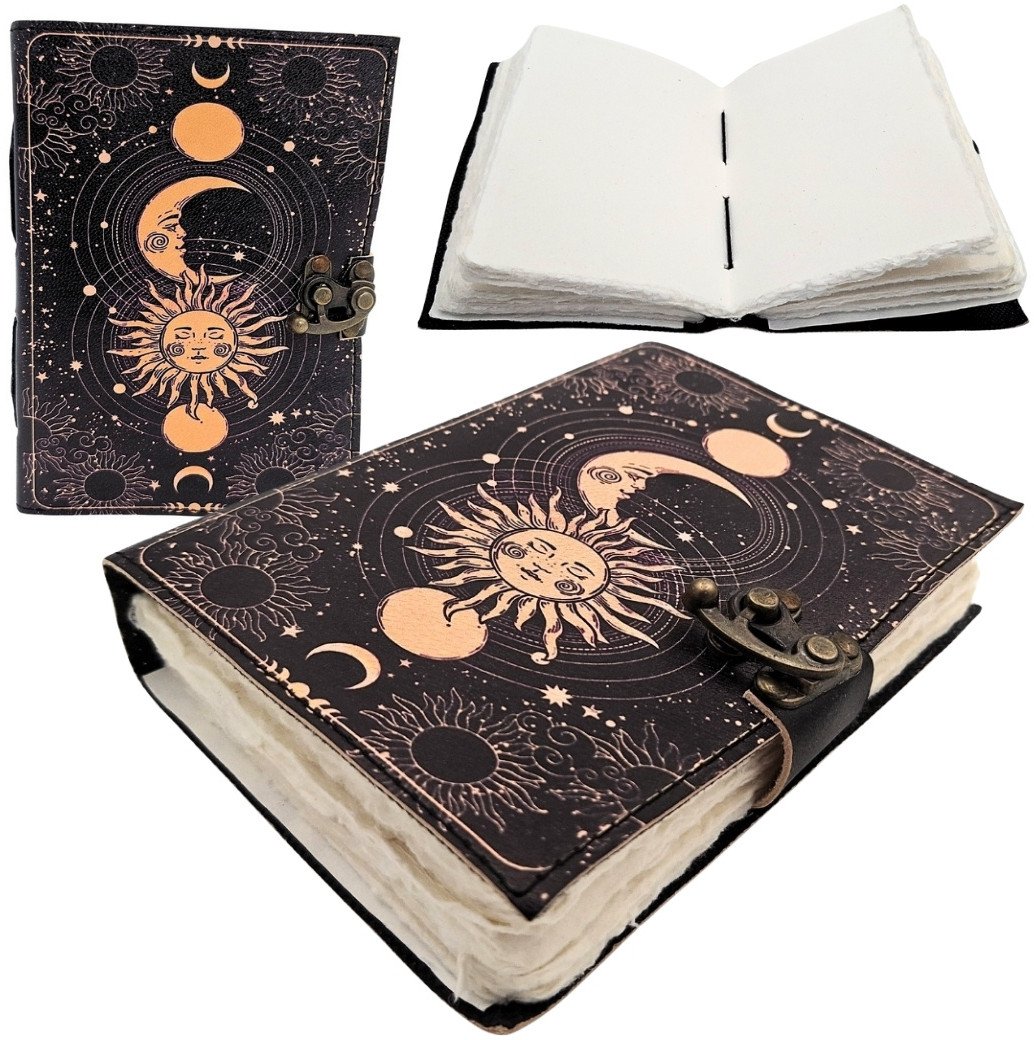 Notes Skórzany Słońce i Księżyc Ozdobny 200 stron - AH07