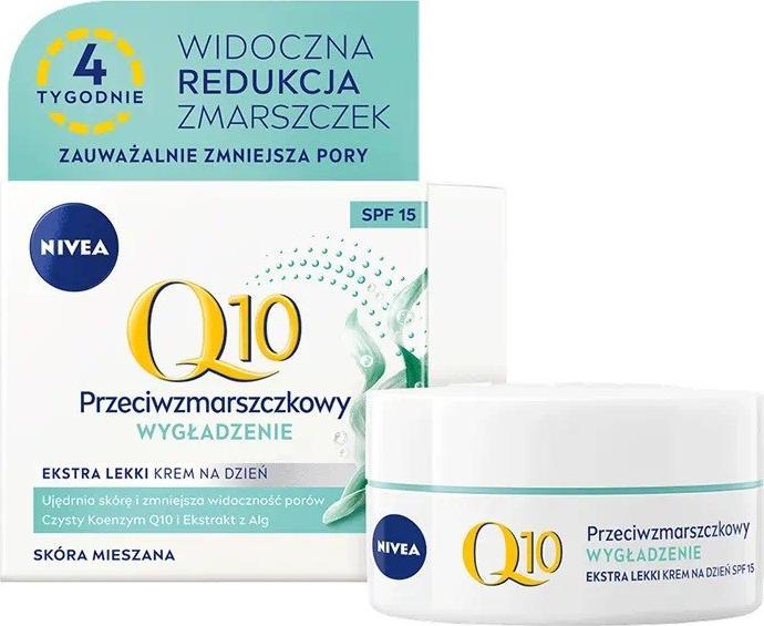 Nivea Q10 Wygładzenie przeciwzmarszczkowy ekstra lekki krem na dzień SPF15 50ml