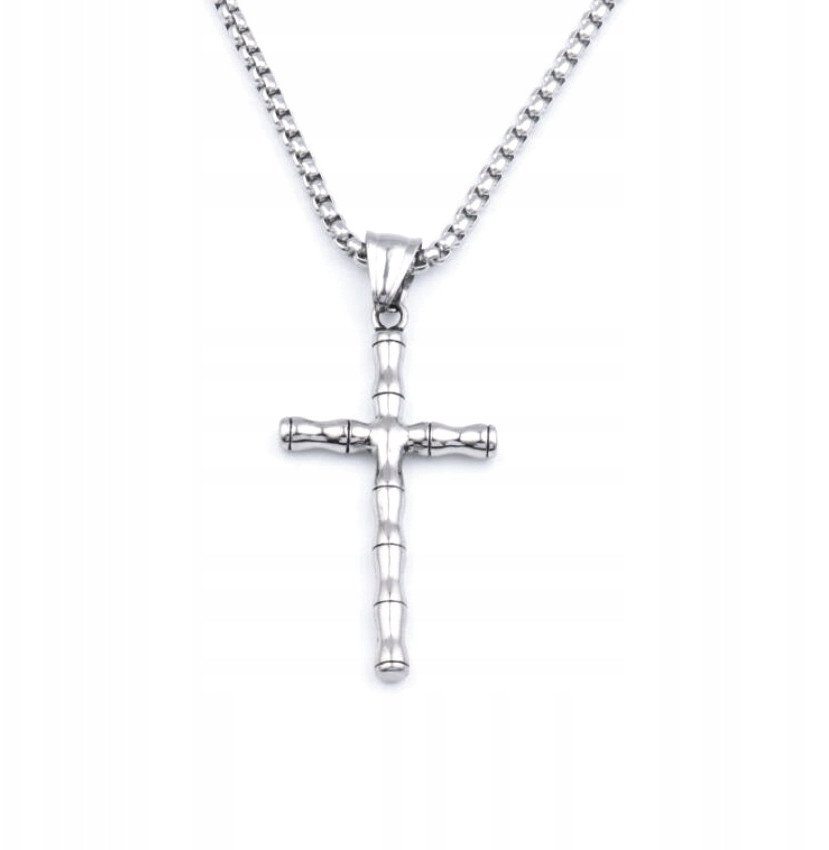 NASZYJNIK Srebrny Łańcuch Stal KRZYŻYK 364