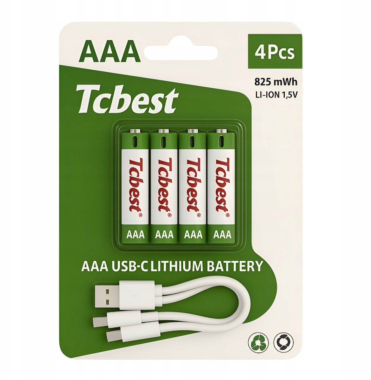 Hello Case Baterie Do Ładowania USB-C Akumulatorki AAA Litowo Jonowy 4x Bateria Kabel