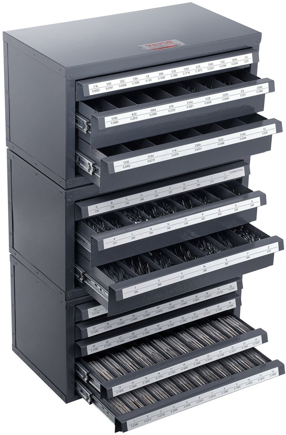 Organizer wierteł 3+5 szuflad 1,5 mm - 12,7 mm stojak do warsztatu