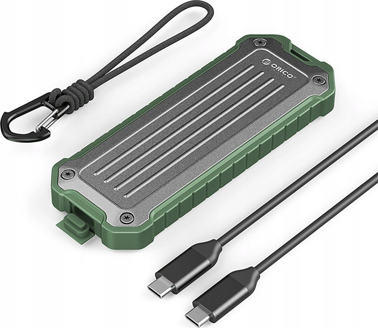 Przenośna kieszeń dyskowa M.2 NVMe/SATA SSD USB-C 3.2 - szaro-zielona