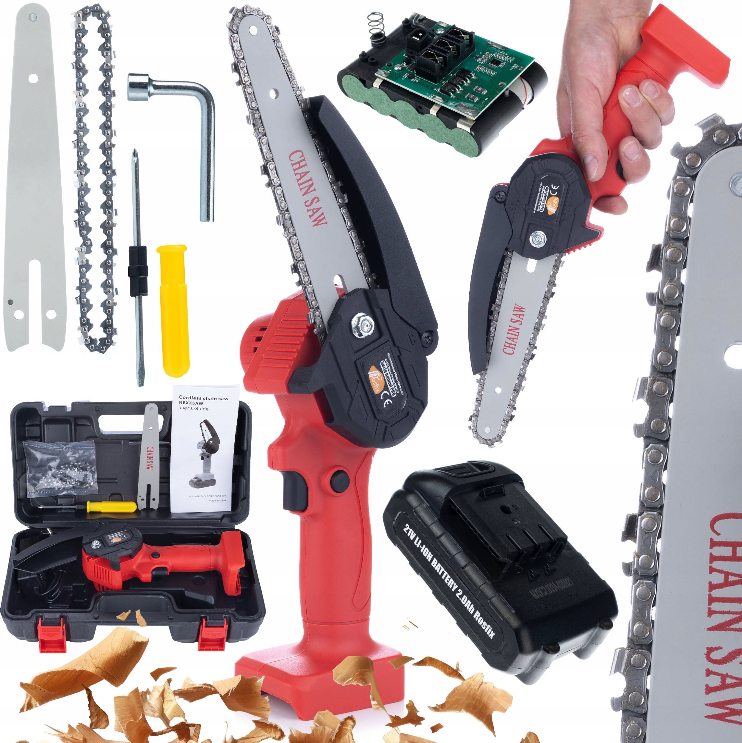 Rosfix ZESTAW AKUMULATOROWA PILARKA 2X PROWADNICA 2X ŁAŃCUCH AKUMULATOR 2,0 AH