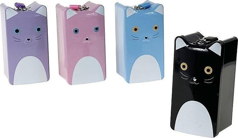 Skarbonka metalowa kotek z kłódką MIX