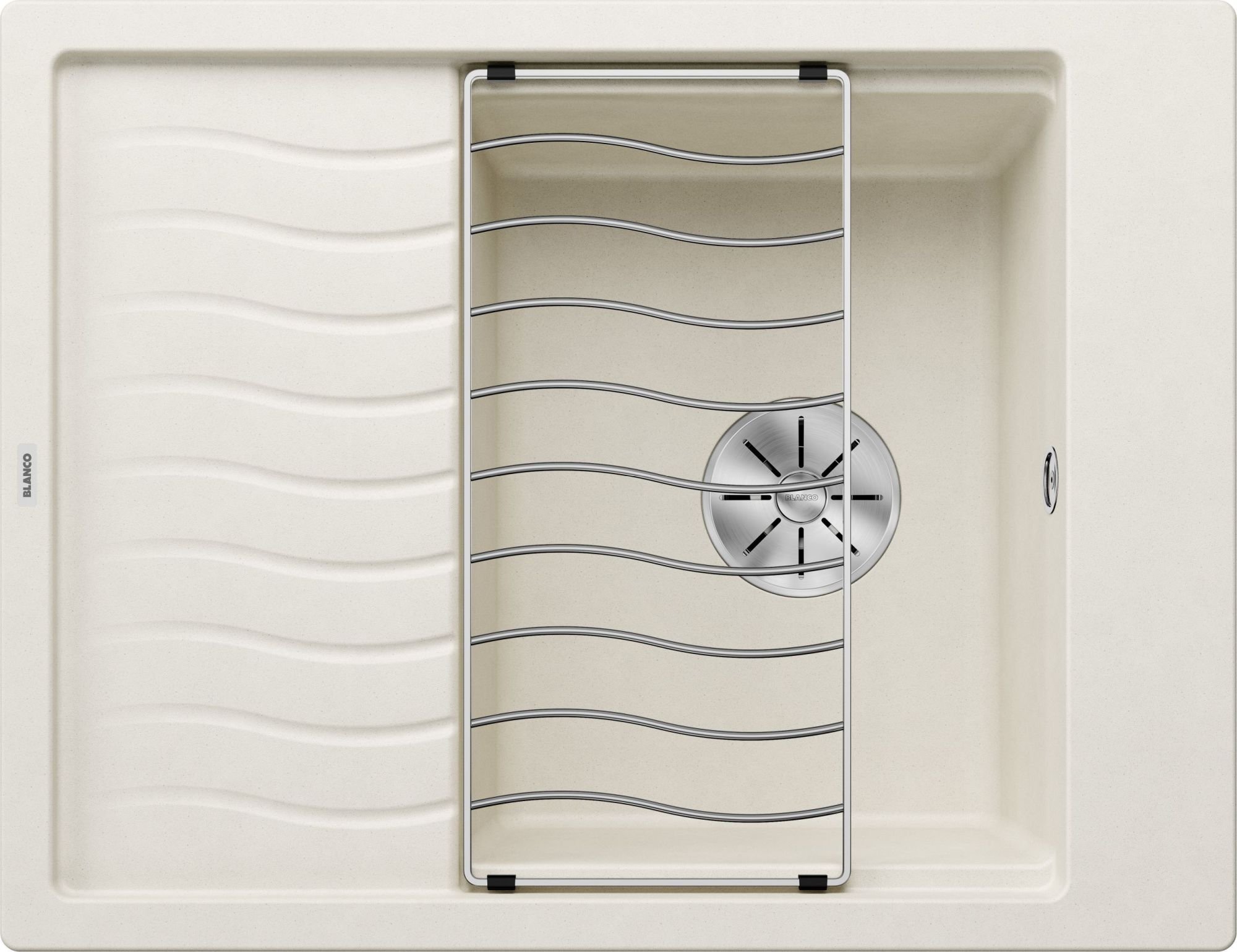 Zlewozmywak Blanco Zlewozmywak ELON 45 S Silgranit delikatny biały odwracalny, InFino, kratka ociekowa