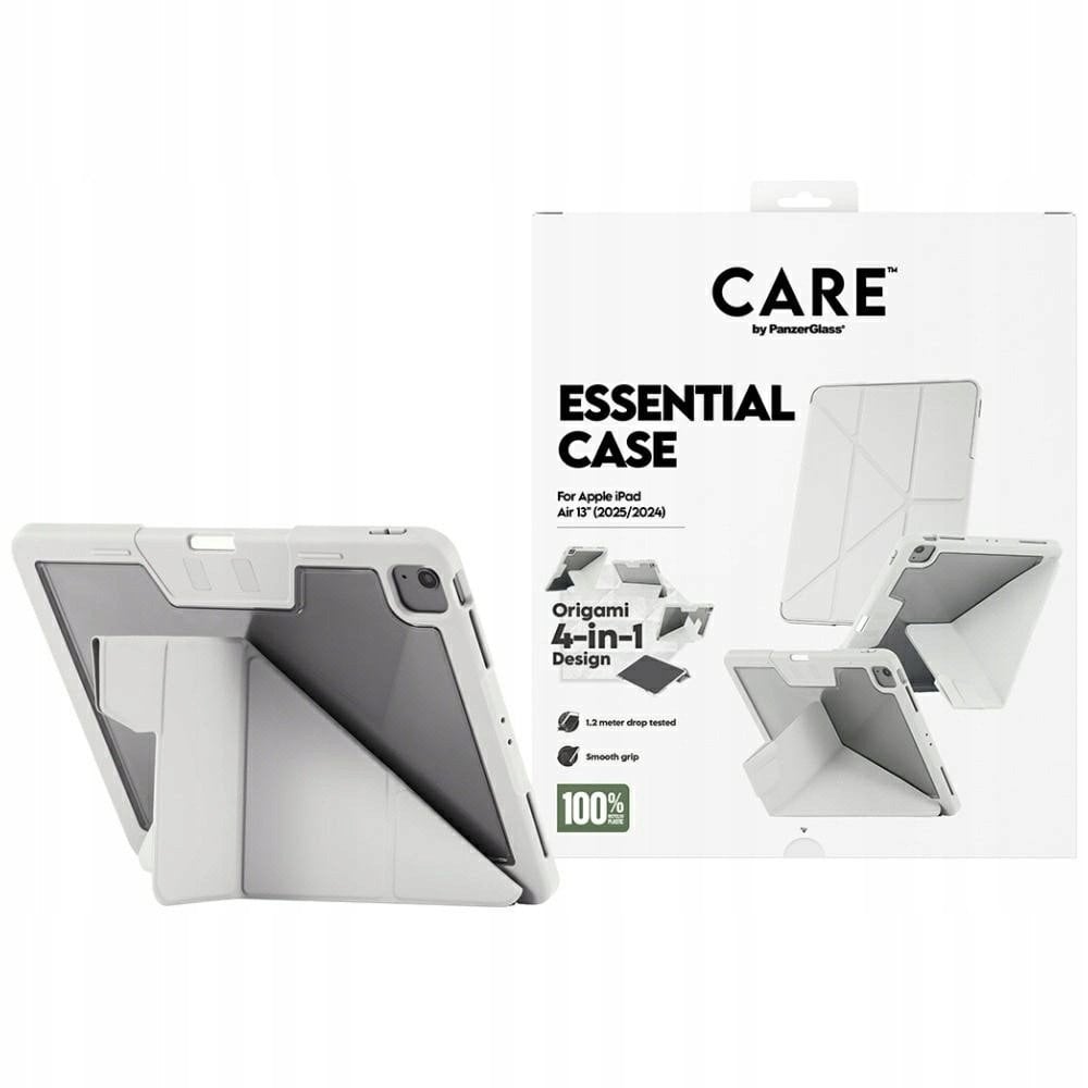 Etui Care by PanzerGlass Y fold do iPad Air 13" (2024/2025) jasnoszary
