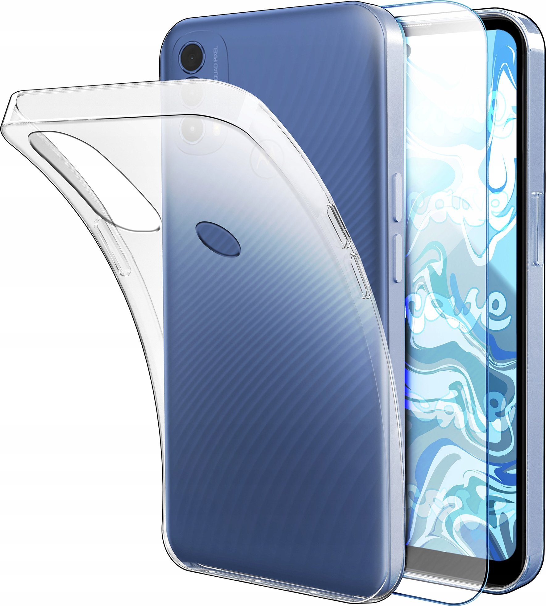 Etui Do Motorola Moto E30 / E40 (Przezroczyste, Silikon, Ochronne) Szkło