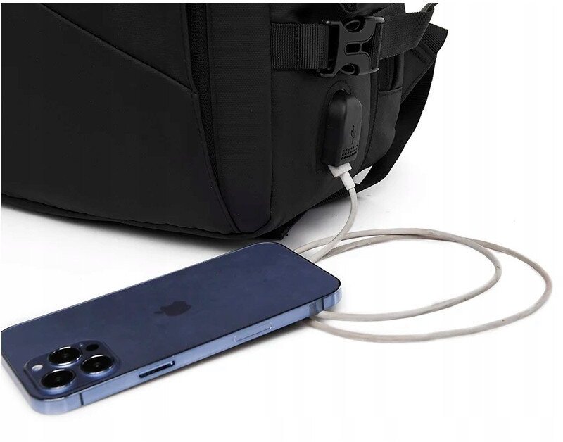 PLECAK MĘSKI MIEJSKI Elegancki CZARNY DUŻY Szkolny BIUROWY USB Laptopa 32L