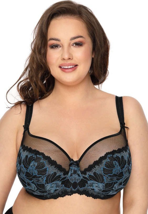 MAT Lingerie Biustonosz miękki czarno-niebieski Angel M-3329/2 75I