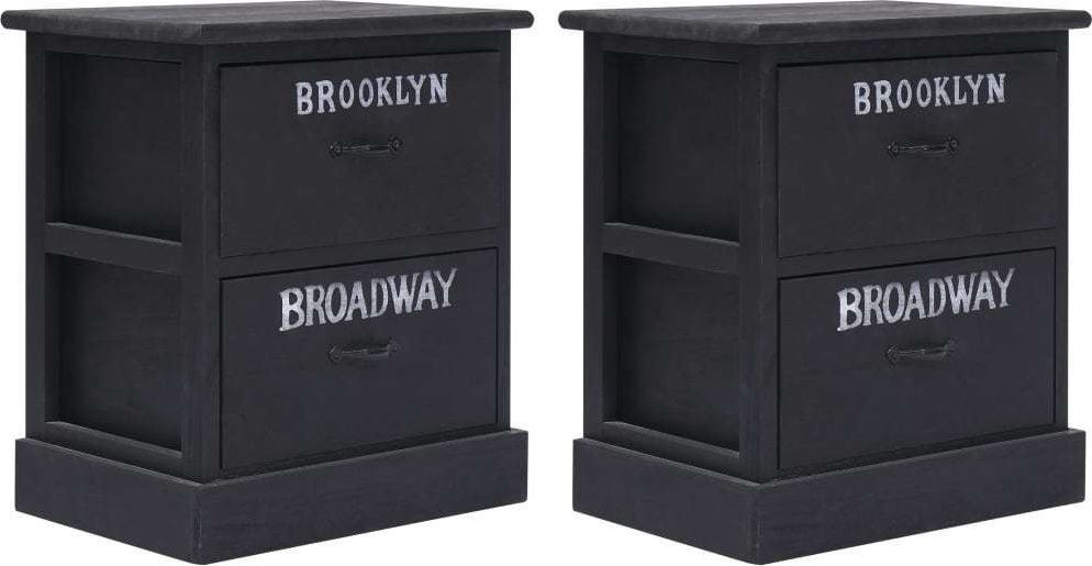 vidaXL Szafki nocne, 2 szt., czarne, 38x28x45 cm, drewno paulownia