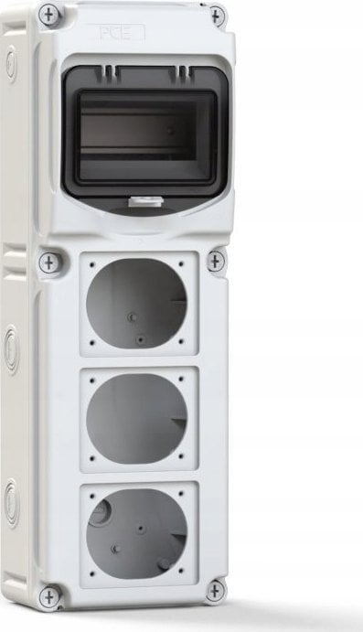 PCE ROZDZIELNICA BUDOWLANA FLEX, 6-MOD, Z 3 OTWORAMI NA GNIAZDA , MATERIAŁ ABS IP66/67, 15850603