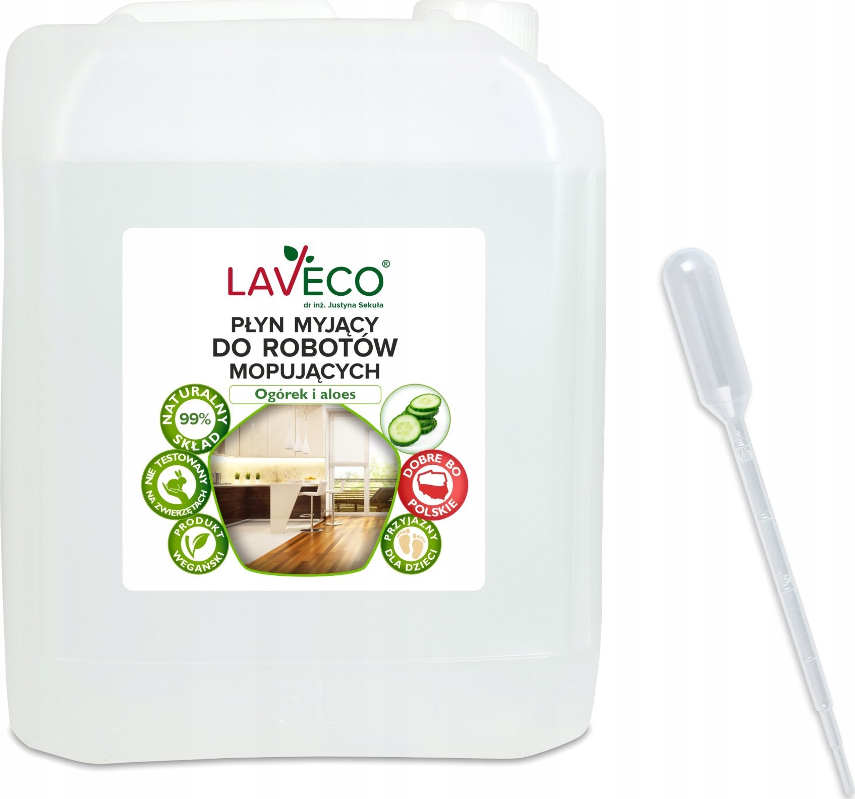 LAVECO Naturalny płyn myjący do robotów mopujących - ogórek i aloes - 5 l