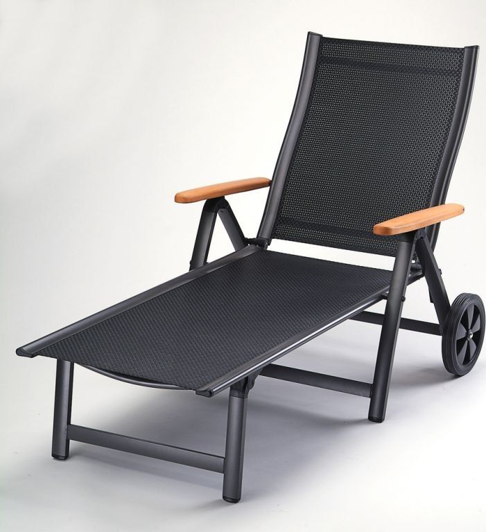 Tradgard Leżak ogrodowy rozkładany ASS COMFORT - antracyt + czarny