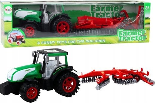 LeanToys Traktor Ciągnik Z Przyczepą Maszyna Rolnicza Wał Strunowy Kosiarka