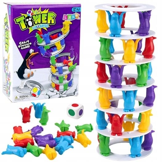 Gra Zręcznościowa Rodzinna Szalone Pingwiny Na Wieży Kolorowe