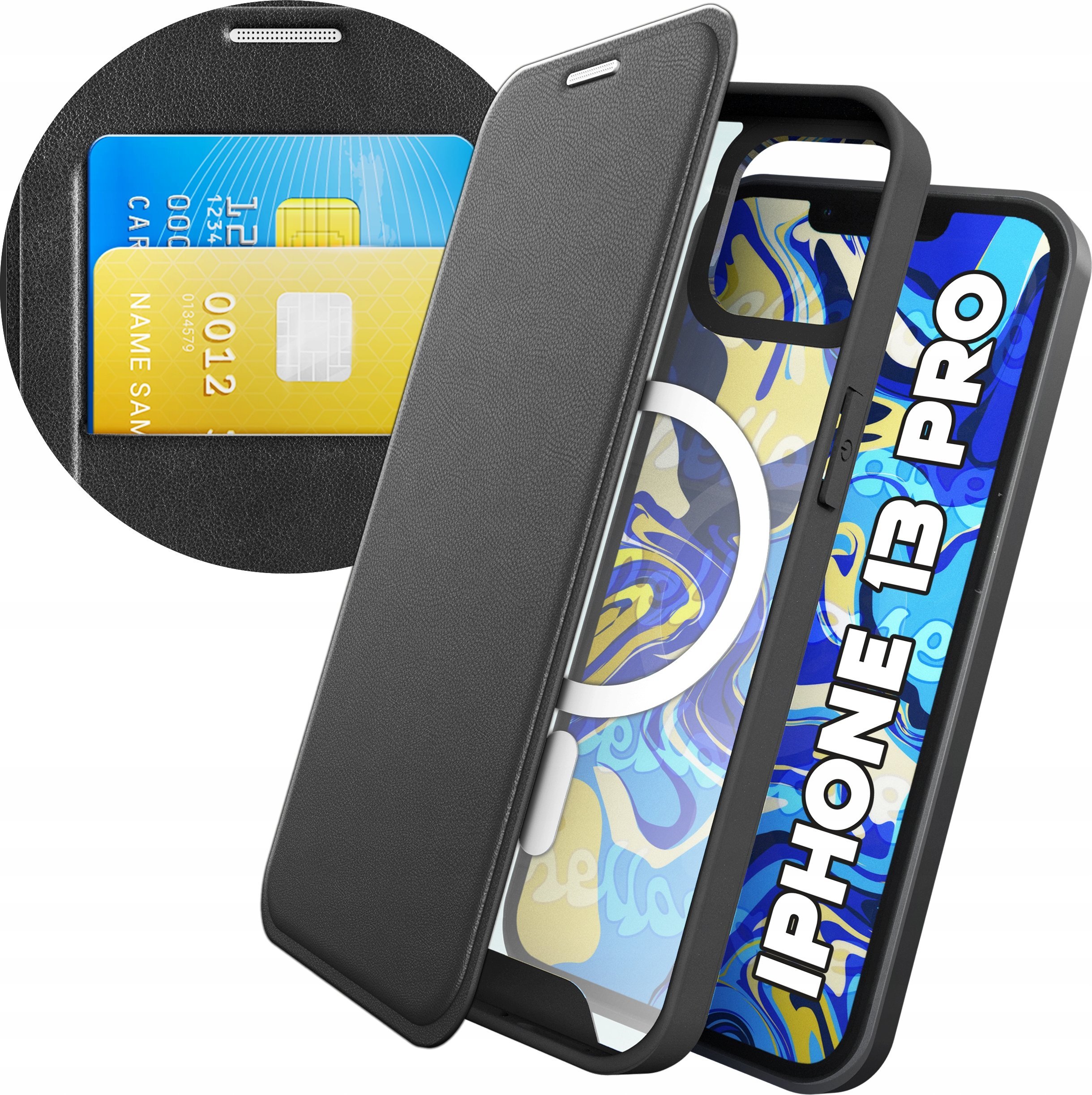 Hello Case Etui z klapką do iPhone 13 Pro (MagSafe, Magnetyczne, Skórzane) Szkło 9H