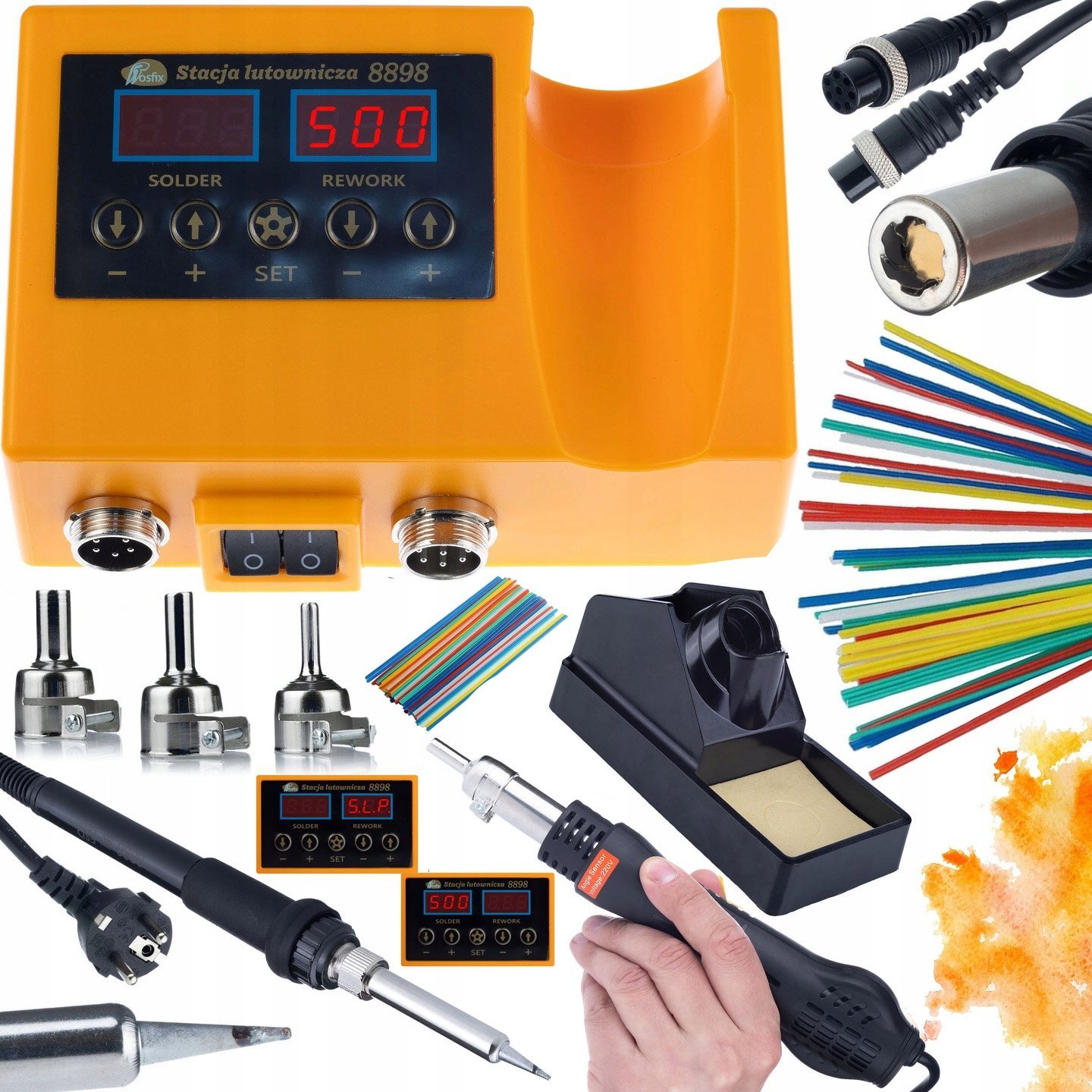Rosfix STACJA LUTOWNICZA 2W1 LUTOWNICA HOT-AIR MOCNA ROSFIX MOC 660W +ZESTAW SPOIW