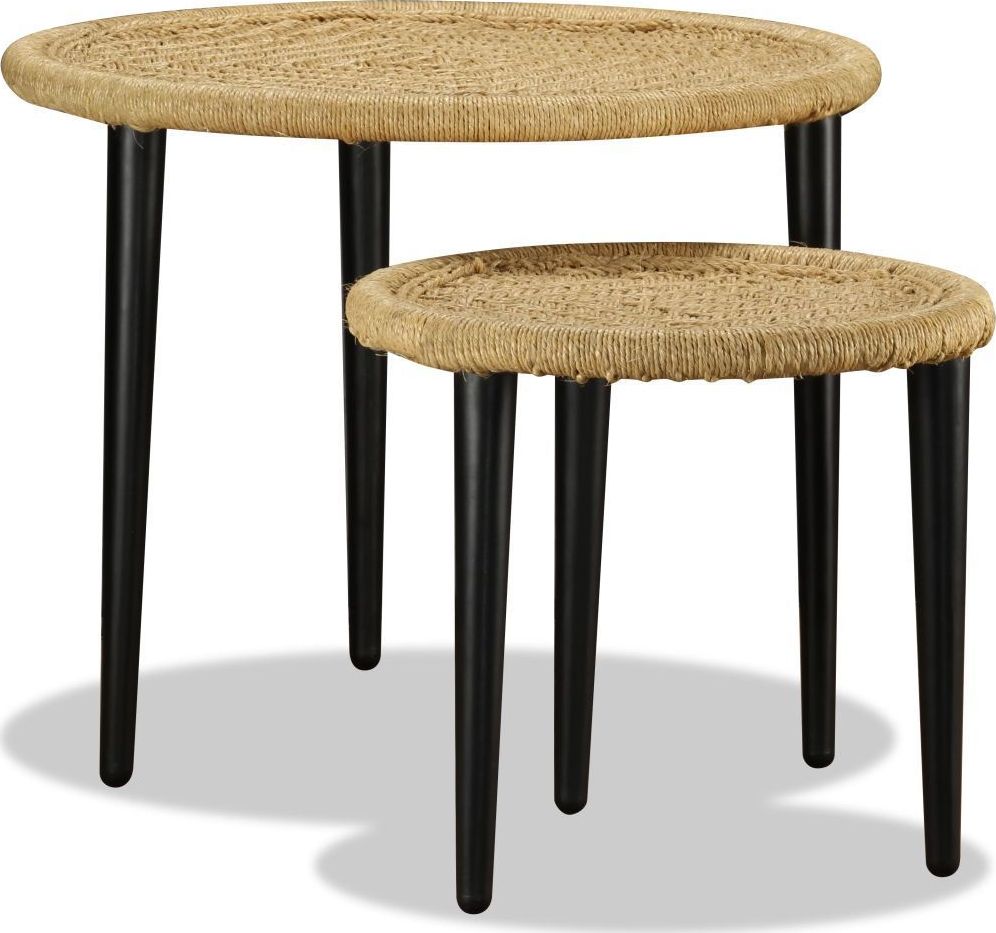 vidaXL Stoliki kawowe, zestaw 2-częściowy, naturalna juta