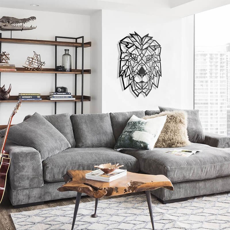 Pirudem Aslan geometryczny - metalowa ozdoba ścienna 700 x 500 mm