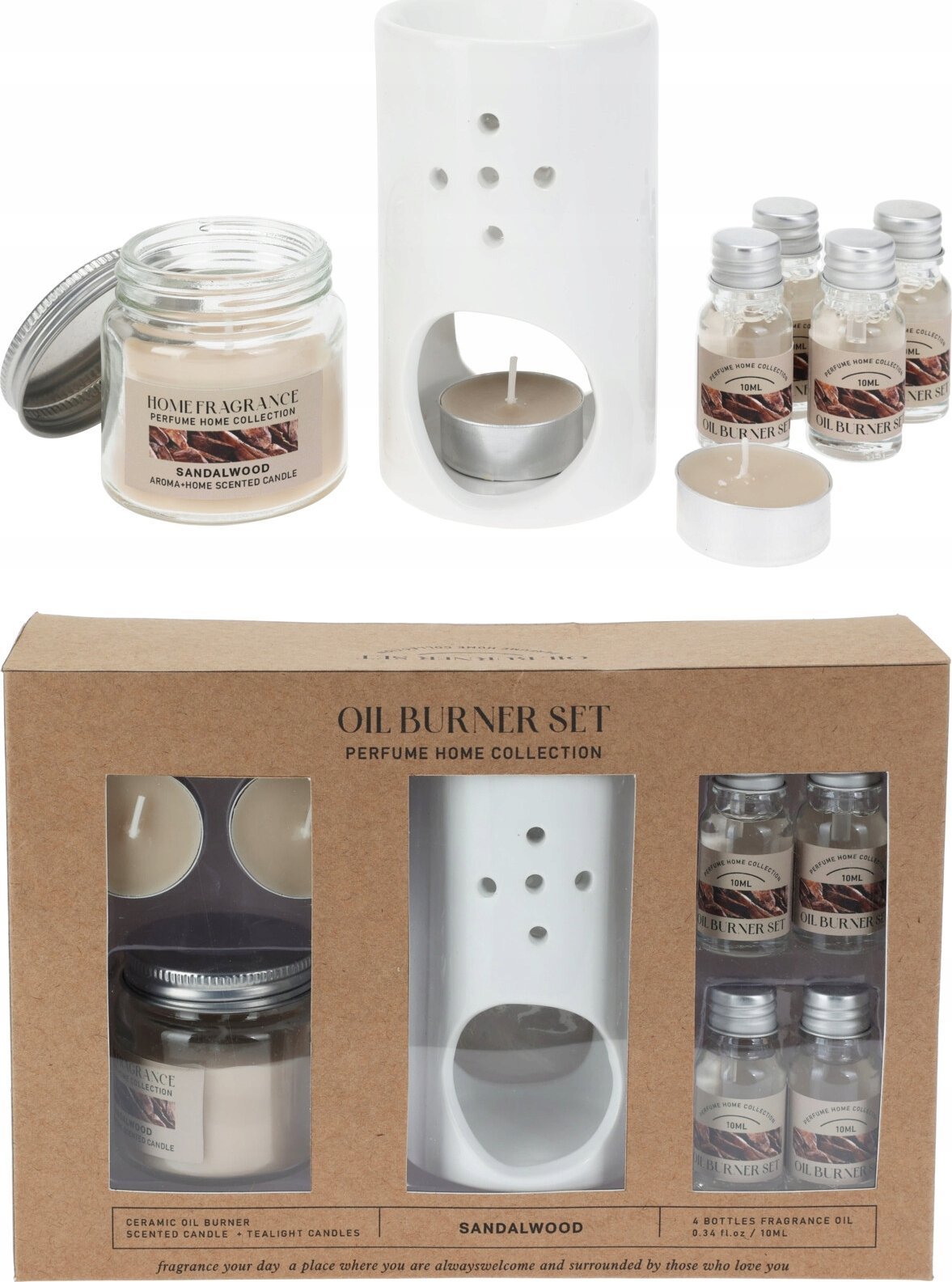 Home Styling Collection Zestaw zapachowy, kominek z olejkami i świece, drzewo sandałowe