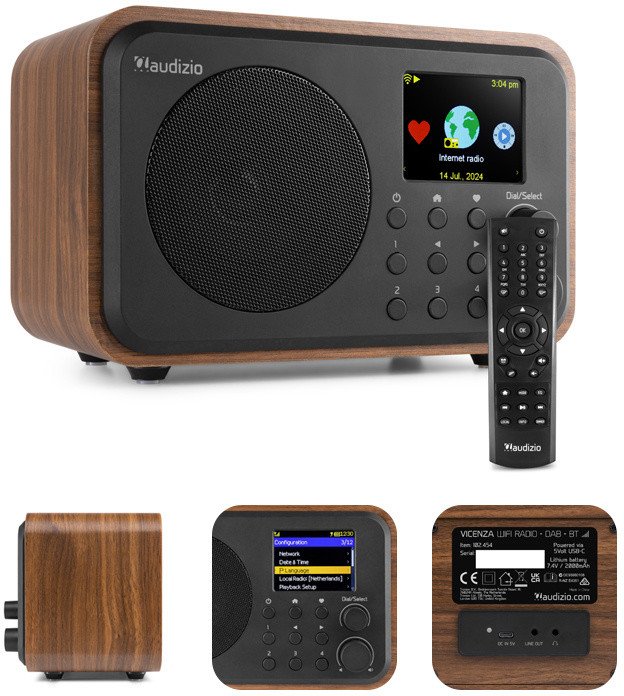 Radio internetowe WIFI/DAB+/radio FM akumulator Vicenza Audizio brązowe one size
