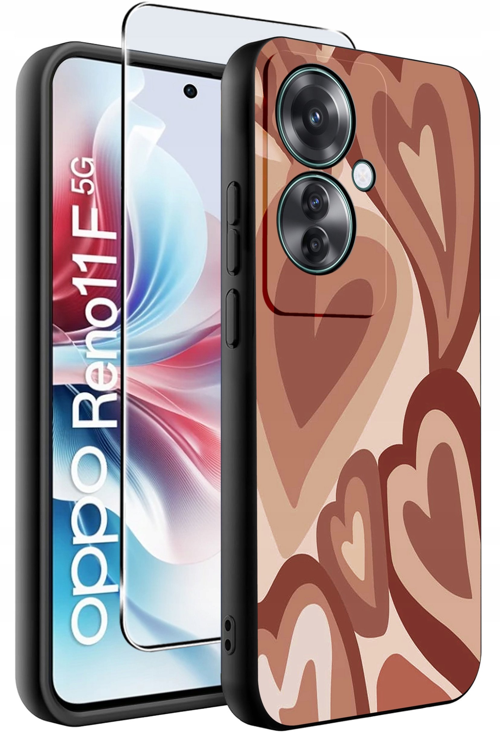 ETUI do Oppo Reno11 F 5G WZORY | SILIKONOWE MATT CASE + SZKŁO HARTOWANE 9H