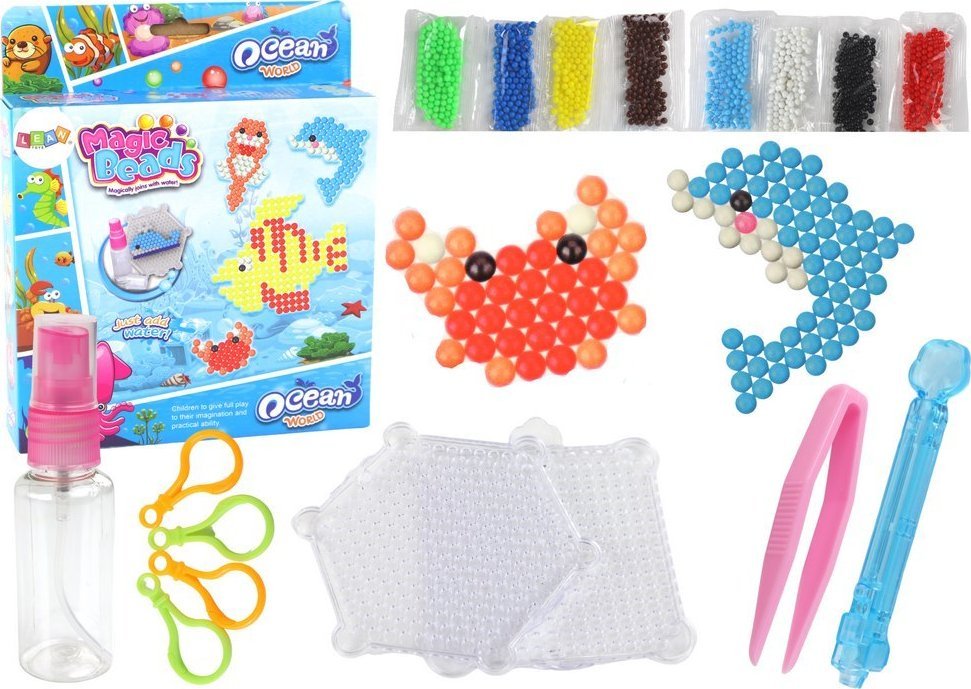 LeanToys Zestaw Koralików Wodnych DIY Magiczne Koraliki 8 Kolorów Zwierzęta Morskie
