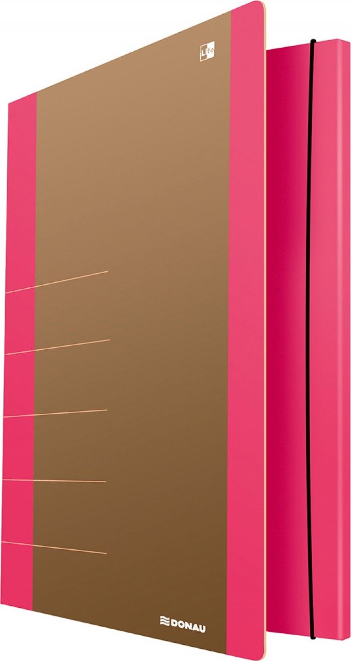 Donau Teczka z gumką DONAU Life, Karton, A4, 500gsm, 3-skrz., różowa