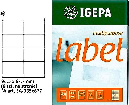 Mondi ETYKIETY A4 IGEPA 96.5 X 67.7 MM BIAŁE (100)