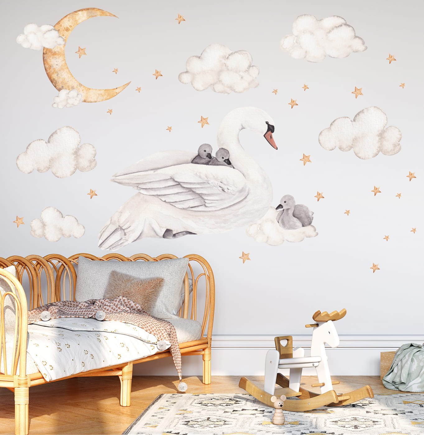 Mała Pracownia DK Naklejka Łabędzie i księżyc |