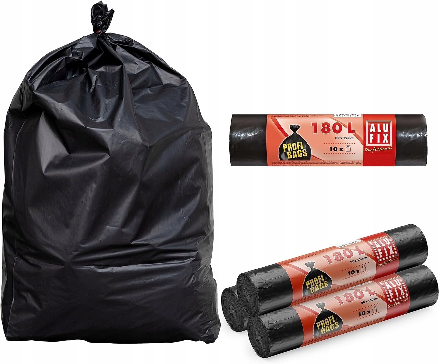 Worki na śmieci ALUFIX Profi, LDPE, 180l, 10 szt., czarne
