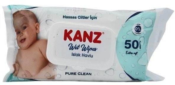 Chusteczki nawilżane mokre dla niemowląt dzieci pure bez parabenów bez alkoholu kanz 50szt