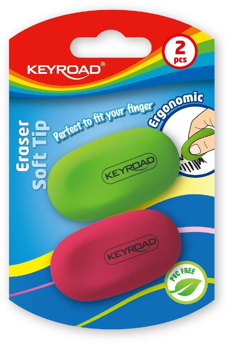 Gumka do ścierania KEYROAD Soft Tip, 2 szt., blister, mix kolorów