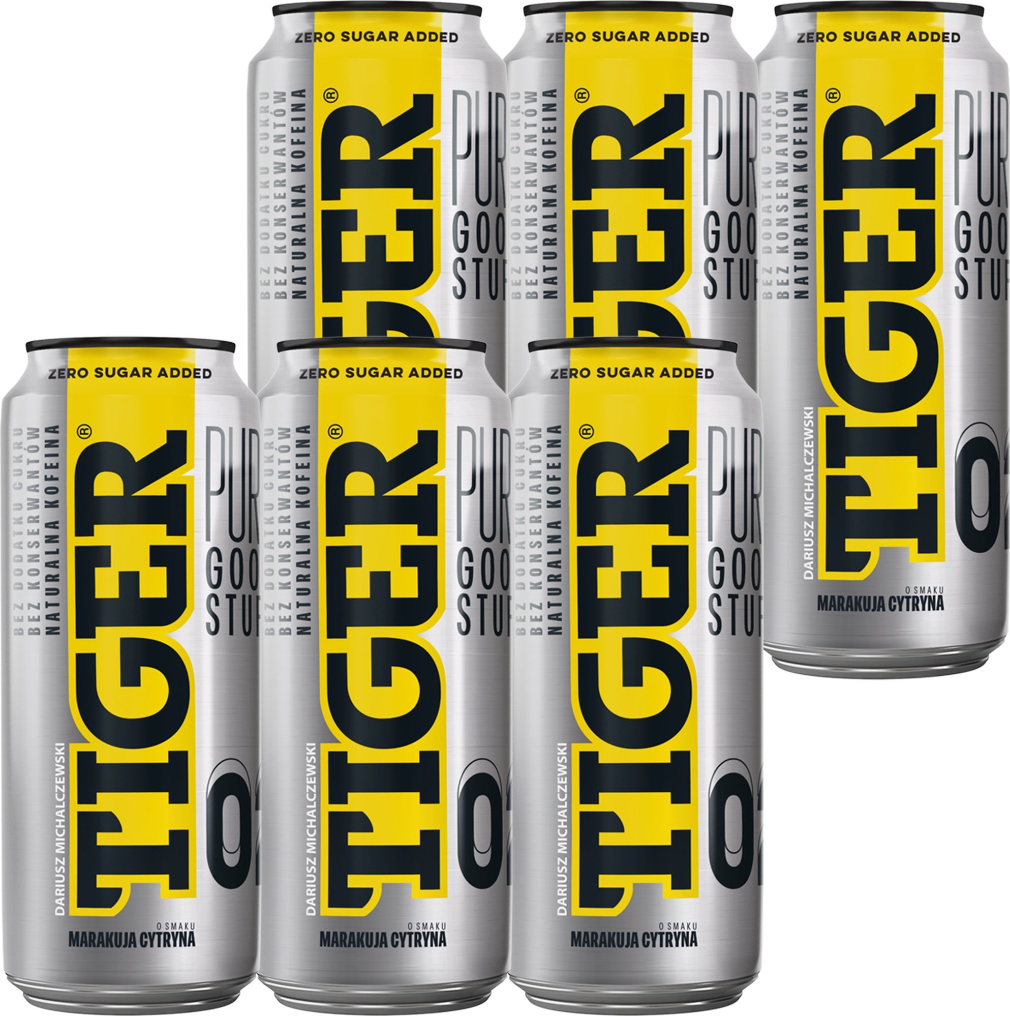 Tiger Tiger Pure Napój gazowany o smaku marakui z cytryną 500 ml x 6 sztuk