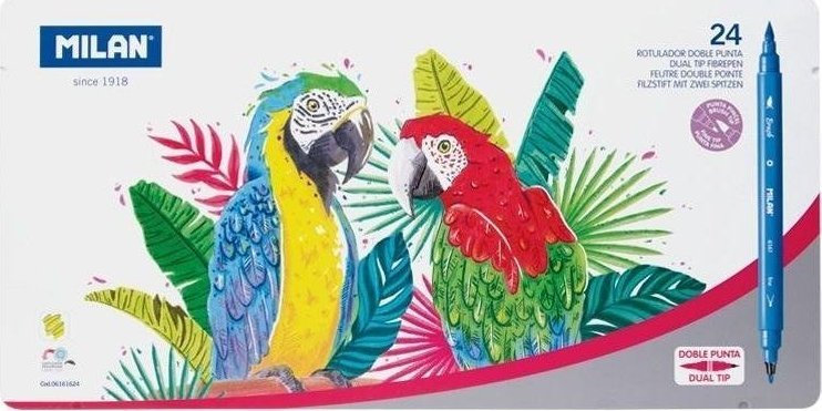 Milan Flamastry z 2 końcówkami 24 kol w met. opakowaniu